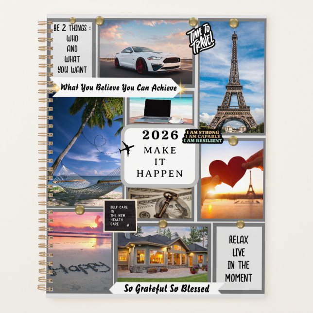 Create Your Own 2026 Custom Vision Dream Board Day Planner (Front)