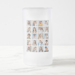 Create Your Own 20 Photo Collage Frosted Glass Beer Mug