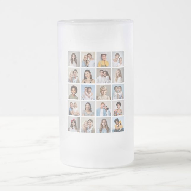 Create Your Own 20 Photo Collage Frosted Glass Beer Mug (Center)