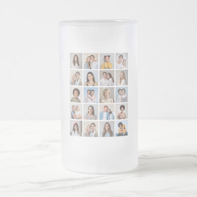 Create Your Own 20 Photo Collage Frosted Glass Beer Mug (Center)