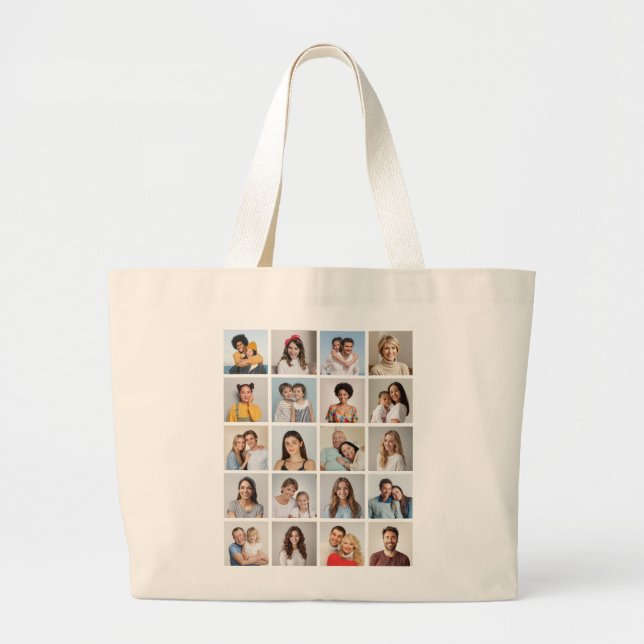 Create Your Own 20 Photo Collage Large Tote Bag (Front)