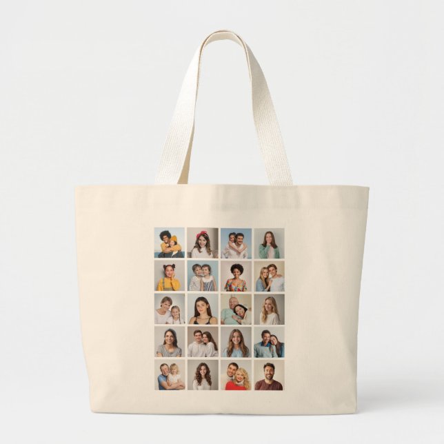 Create Your Own 20 Photo Collage Large Tote Bag (Front)