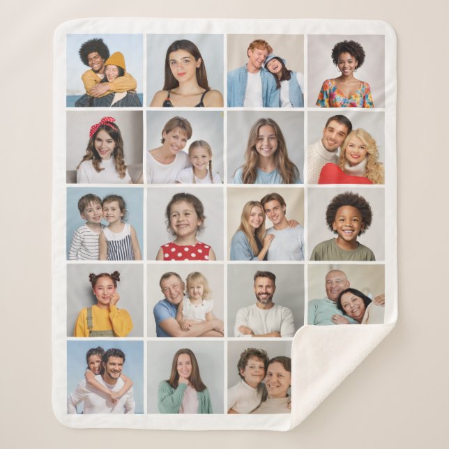 Create Your Own 20 Photo Collage Sherpa Blanket (Front)