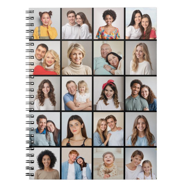 Create Your Own 20 Photo Collage Spiral Notebook (Front)