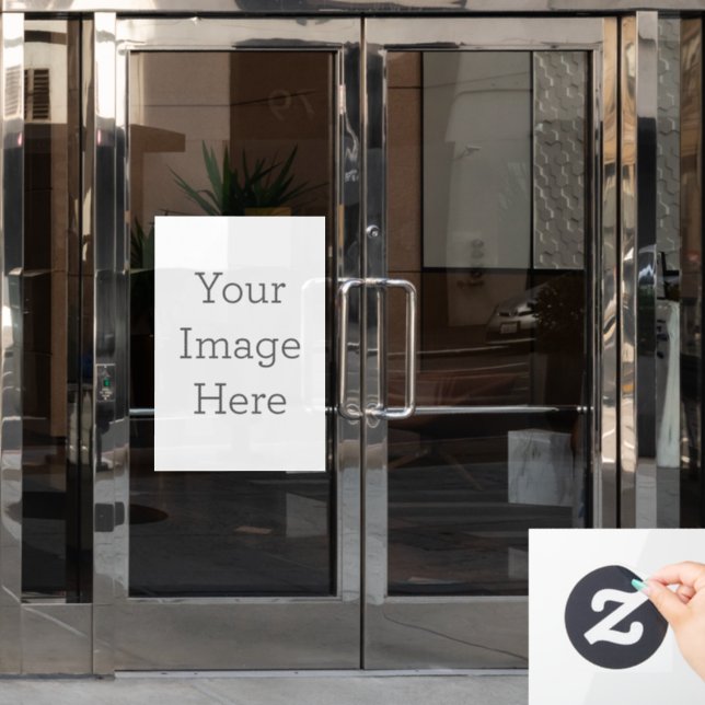 Window Cling, Size: 20.00" x 30.00", Style: Opaque Design: All-over White Underbase, Shape: Rectangle, Display: Back of Cling (Office Door)