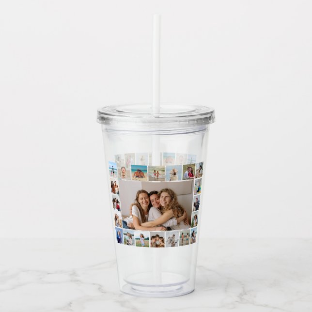 Create Your Own 21 Photo Collage Acrylic Tumbler (Front)