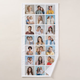 Create Your Own 21 Photo Collage Editable Color Bath Towel