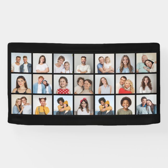 Create Your Own 21 Photo Collage Editable Colour Banner (Horizontal)