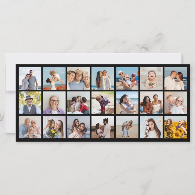 Create Your Own 21 Photo Collage Editable Colour Card (Front)