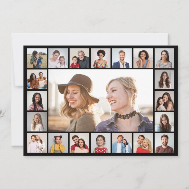 Create Your Own 21 Photo Collage Editable Colour Card (Front)