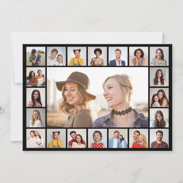 Create Your Own 21 Photo Collage Editable Colour Card (Front)
