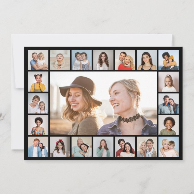Create Your Own 21 Photo Collage Editable Colour Card (Front)