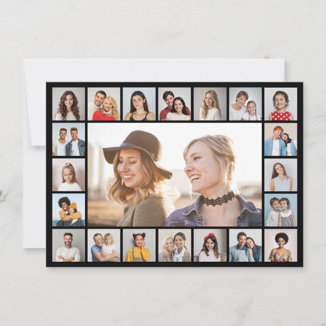 Create Your Own 21 Photo Collage Editable Colour Holiday Card (Front)