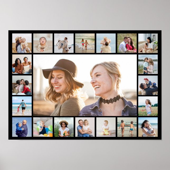 Create Your Own 21 Photo Collage Editable Colour Poster (Front)