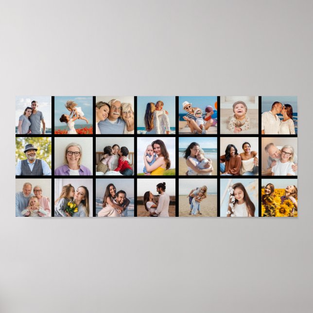 Create Your Own 21 Photo Collage Editable Colour Poster (Front)