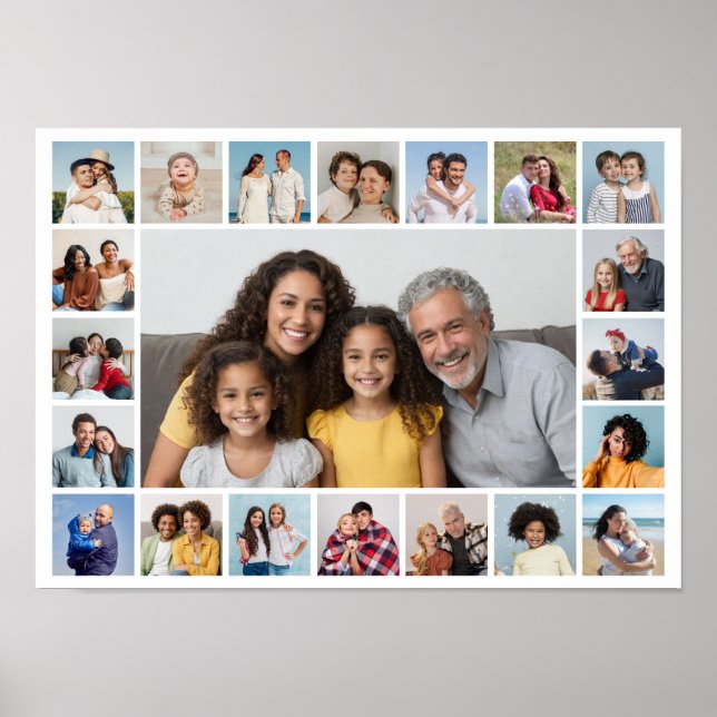 Create Your Own 21 Photo Collage Editable Colour Poster (Front)