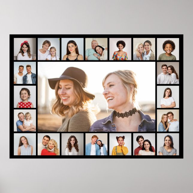 Create Your Own 21 Photo Collage Editable Colour Poster (Front)