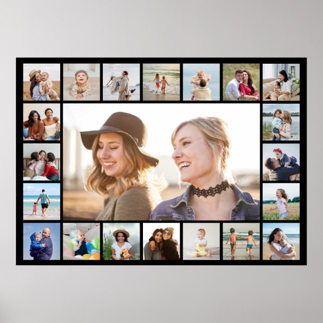 Create Your Own 21 Photo Collage Editable Colour Poster (Front)