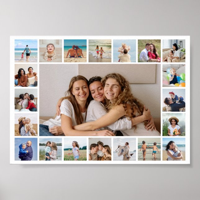 Create Your Own 21 Photo Collage Editable Colour Poster (Front)