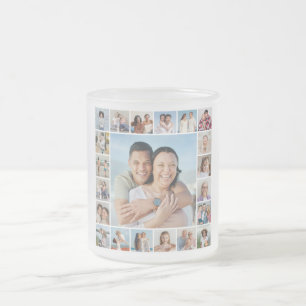 Create Your Own 21 Photo Collage Frosted Glass Coffee Mug