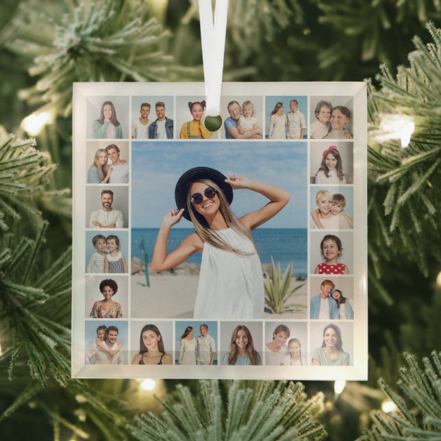 Create Your Own 21 Photo Collage Glass Tree Decoration (Insitu)