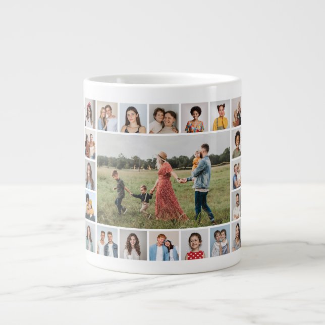 Create Your Own 21 Photo Collage Large Coffee Mug (Front)