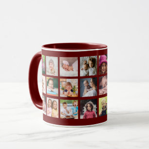 Create Your Own 22 Photo Collage Family Name Mug