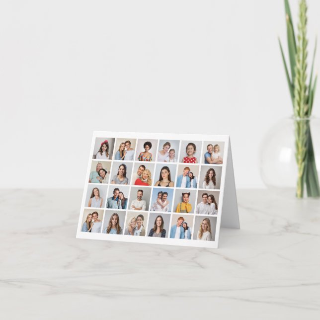 Create Your Own 24 Photo Collage Editable Colour Card (Front)