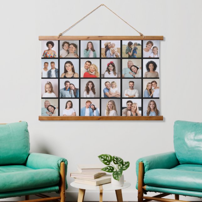 Create Your Own 24 Photo Collage Editable Colour  Hanging Tapestry (Living Room)