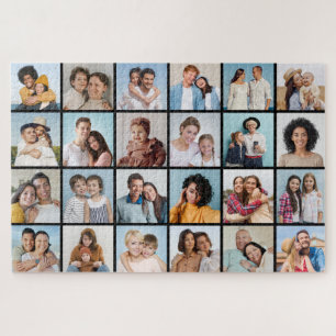 Create Your Own 24 Photo Collage Editable Colour Jigsaw Puzzle