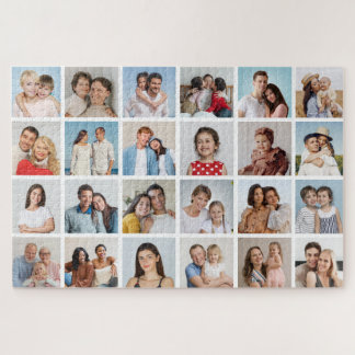 Create Your Own 24 Photo Collage Editable Colour Jigsaw Puzzle