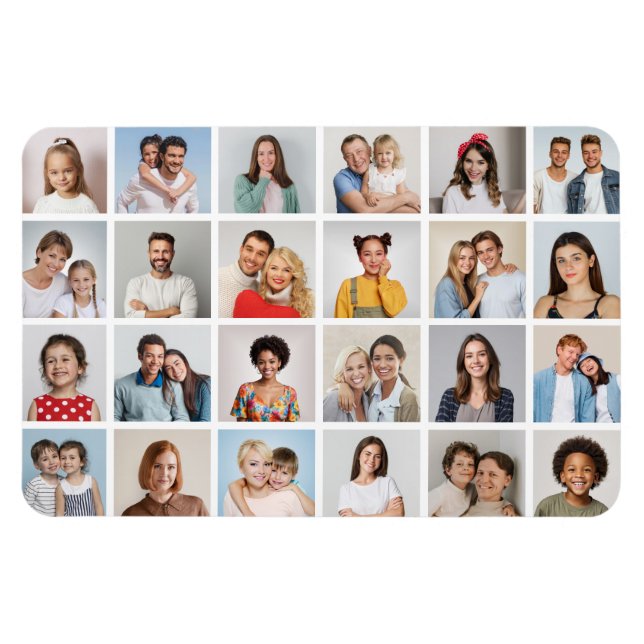 Create Your Own 24 Photo Collage Editable Colour Magnet (Horizontal)