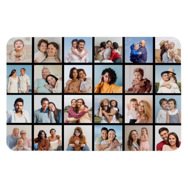 Create Your Own 24 Photo Collage Editable Colour Magnet (Horizontal)