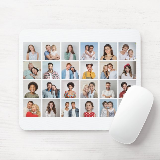 Create Your Own 24 Photo Collage Editable Colour Mouse Mat (With Mouse)