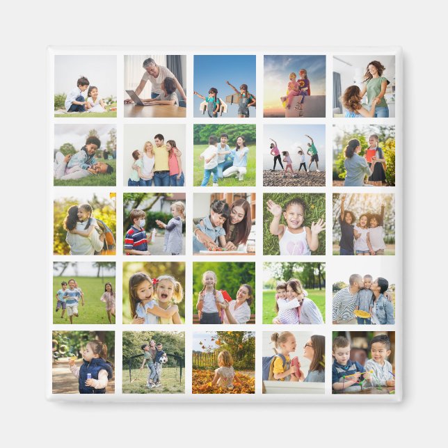 Create Your Own 25 Photo Collage Editable Magnet (Front)