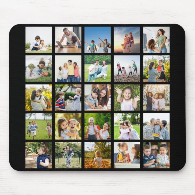 Create Your Own 25 Photo Collage Editable Mouse Mat (Front)