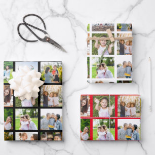 Create Your Own 25 Photo Collage Editable Wrapping Paper Sheet