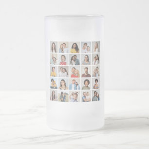 Create Your Own 25 Photo Collage Frosted Glass Beer Mug