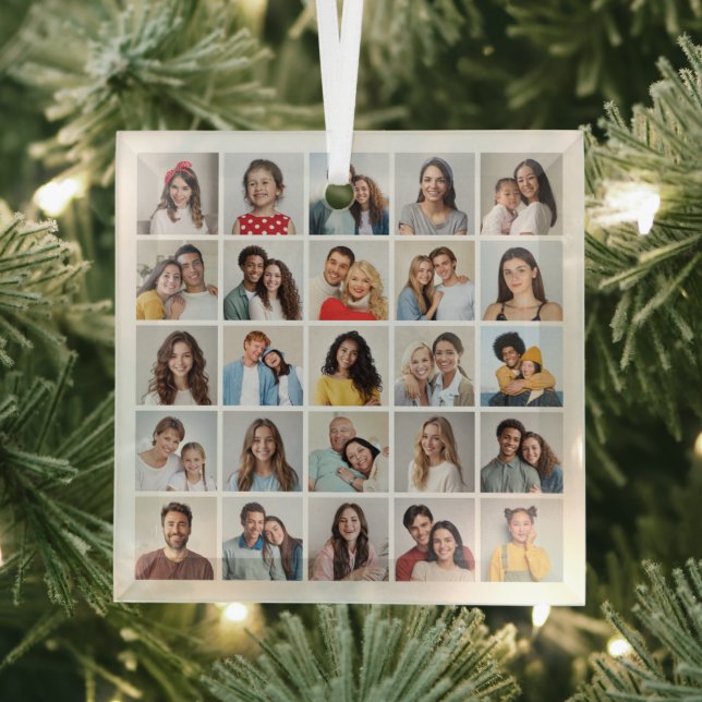 Create Your Own 25 Photo Collage Glass Tree Decoration (Insitu)