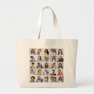 Create Your Own 25 Photo Collage Large Tote Bag