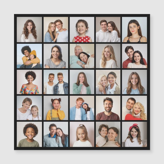 Create Your Own 25 Photo Collage Magnetic Card (Front)