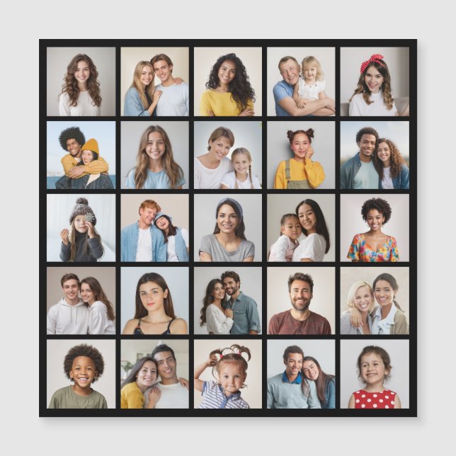 Create Your Own 25 Photo Collage Magnetic Card (Front)