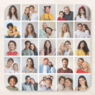 Create Your Own 25 Photo Collage Square Paper Coaster