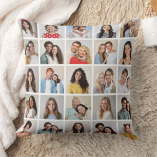 Create Your Own 25 Photo Collage Throw Pillow