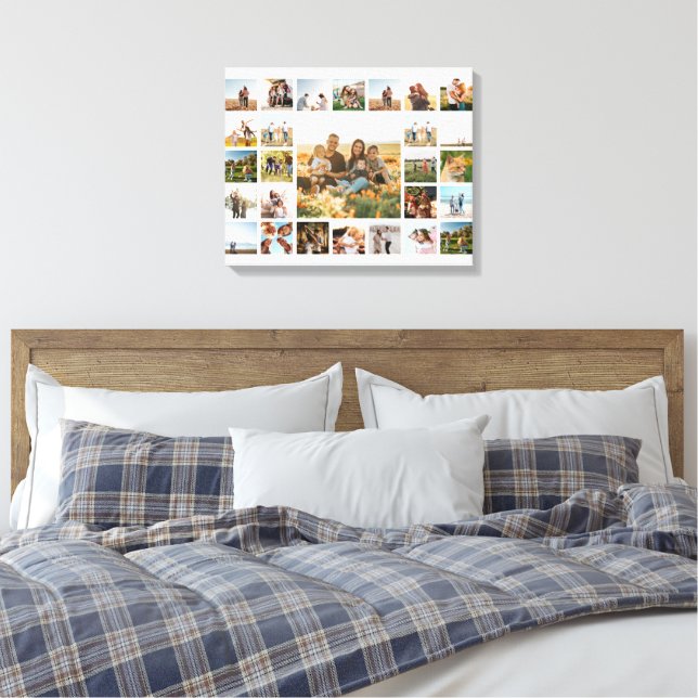 Create Your Own 27 Photo Collage Canvas Print (Insitu(Bedroom))