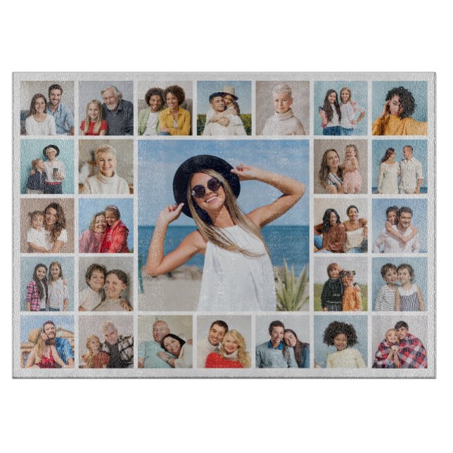 Create Your Own 27 Photo Collage Cutting Board (Front)