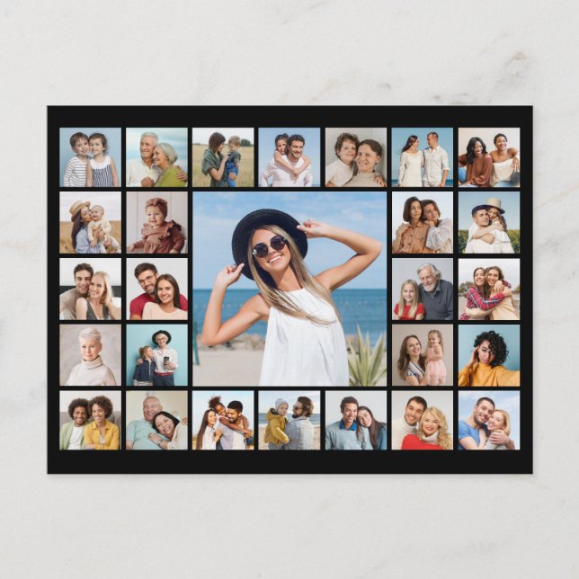 Create Your Own 27 Photo Collage Postcard (Front)