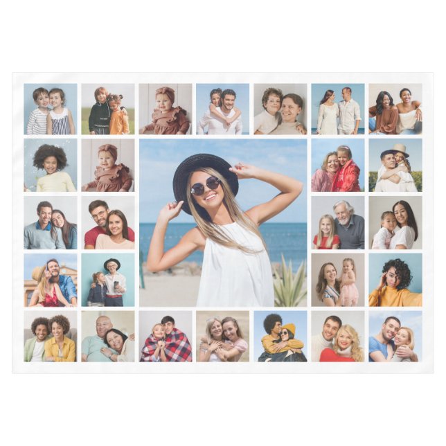 Create Your Own 27 Photo Collage Tablecloth (Front (Horizontal))