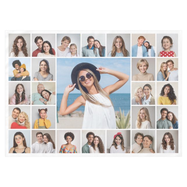 Create Your Own 27 Photo Collage Tablecloth (Front (Horizontal))