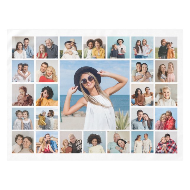 Create Your Own 27 Photo Collage Tablecloth (Front (Horizontal))